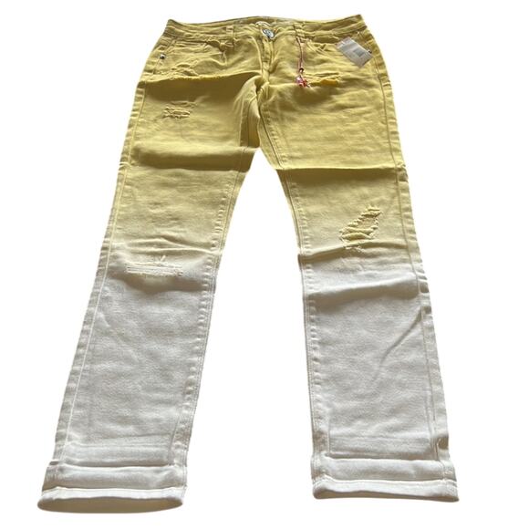 Vanilla Star Juniors Size 5 Gold Yellow White Ombré Distressed Skinny Jeans NWT - Picture 4 of 12